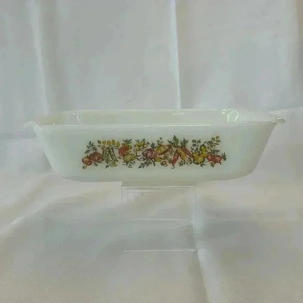 Vtg Fire King by Anchor Hocking 1 QT Loaf Pan Bakeware Dish Harvest Vegetable